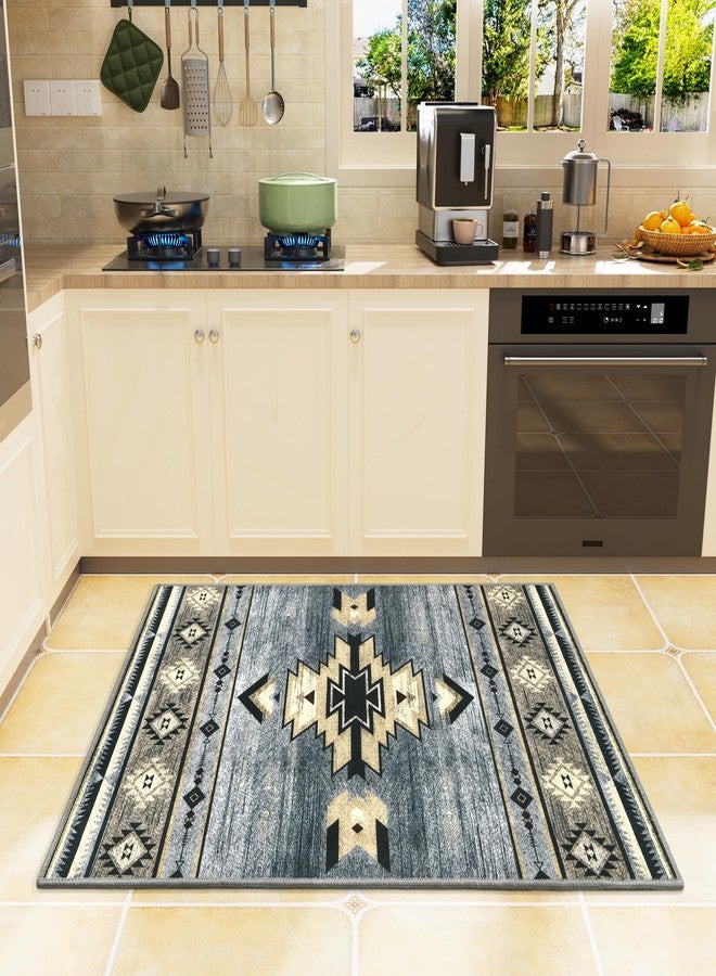B BENRON Entryway Rug 2x3 Grey Rug Western Entry Rug Washable Door Mat Traditional Throw Rug for Kitchen Bathroom Front Door Small Area Rug for Indoor Entrance Porch - Image 5