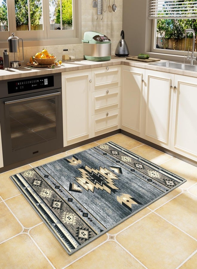B BENRON Entryway Rug 2x3 Grey Rug Western Entry Rug Washable Door Mat Traditional Throw Rug for Kitchen Bathroom Front Door Small Area Rug for Indoor Entrance Porch - Image 4