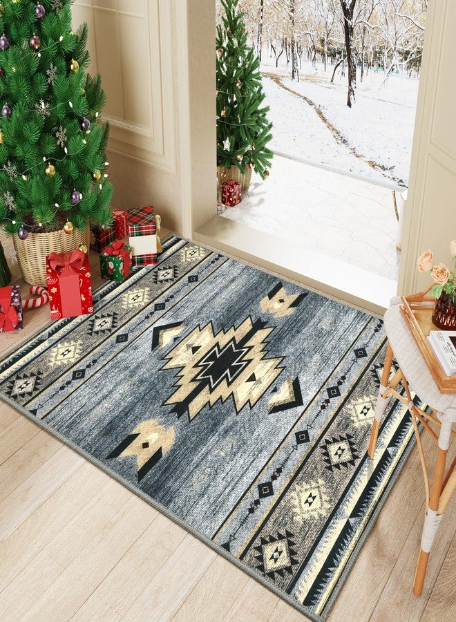 B BENRON Entryway Rug 2x3 Grey Rug Western Entry Rug Washable Door Mat Traditional Throw Rug for Kitchen Bathroom Front Door Small Area Rug for Indoor Entrance Porch - Image 3