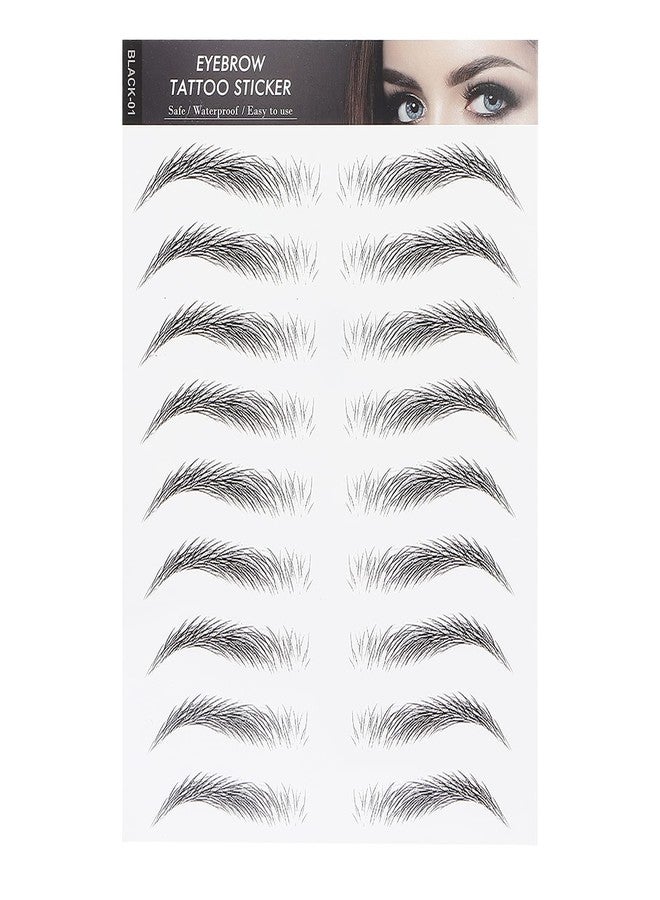 Brrnoo Eyebrow Sticker, Hair-Like Authentic Eyebrows, Long Lasting False Eyebrows Makeup Sticker for Women Girls(BLACK-01) - Image 1
