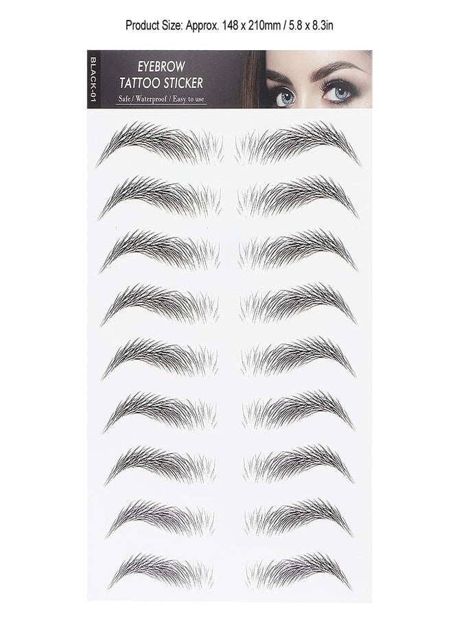 Brrnoo Eyebrow Sticker, Hair-Like Authentic Eyebrows, Long Lasting False Eyebrows Makeup Sticker for Women Girls(BLACK-01) - Image 2
