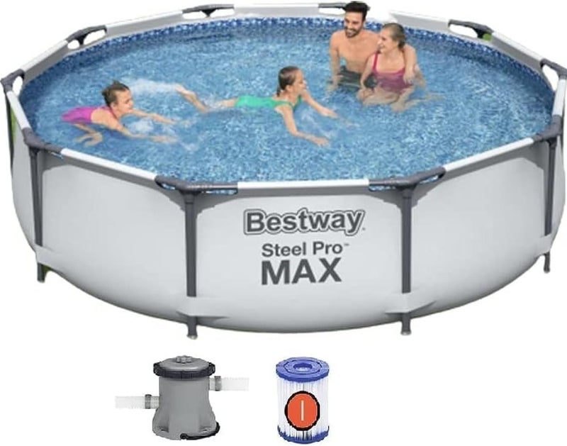 Bestway Steel Pro Frame Pool Set with Filter Pump, 305 cm x 76 cm Size, Blue - Image 1