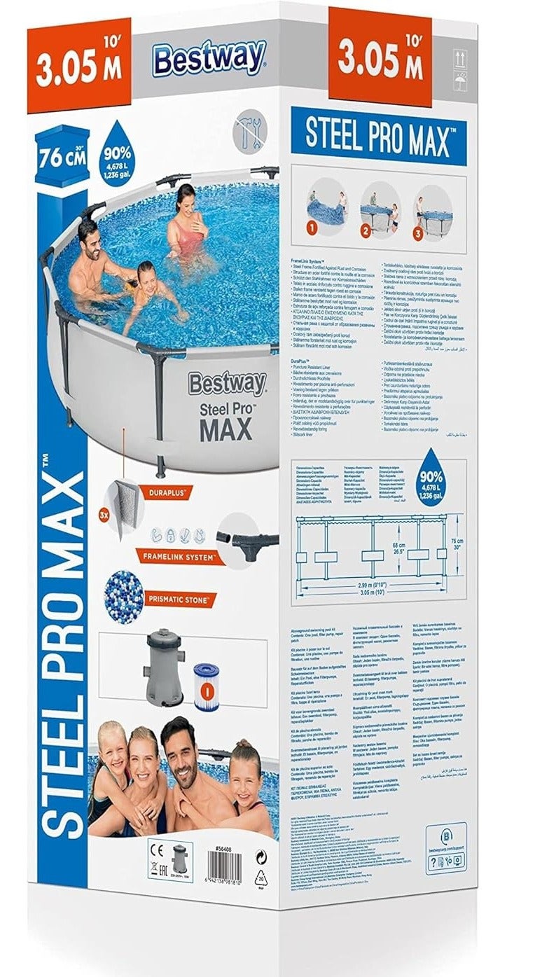 Bestway Steel Pro Frame Pool Set with Filter Pump, 305 cm x 76 cm Size, Blue - Image 5