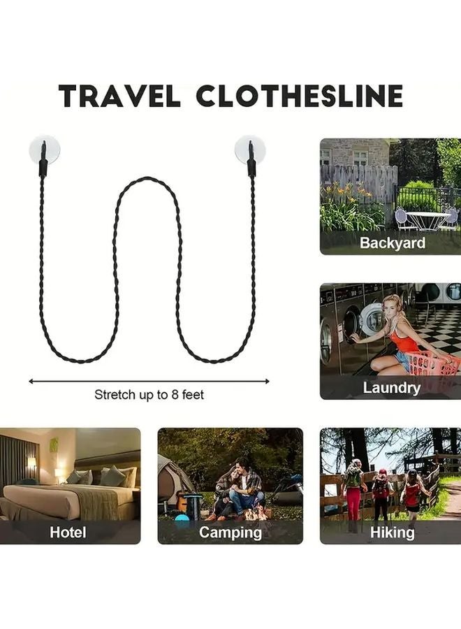 المنشر الأبيض المحمول القابل للسحب مع خطاطيف وأكواب شفط لغسيل الملابس أثناء السفر - Image 4