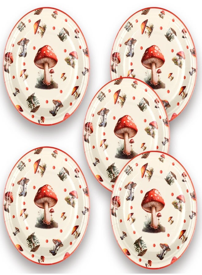 Pandecor 50 Pieces Disposable Paper Plates, 7 inches Red Mushroom Cake Dessert Plates for Spring Summer Forest Wild Vibrant Mushroom Theme Party Decorations (mushroom plates 7") - Image 3