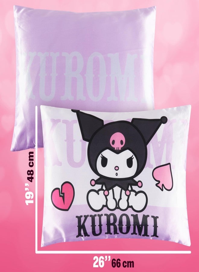 Get Trend Hello Kitty Kuromi Satin Pillowcase 19x26 in, Sanrio Soft Zipped Pillow Covers for Hair, Skin, Smooth Glossy Kawaii Gifts for Women, Teens (Purple Kuromi) - Image 3