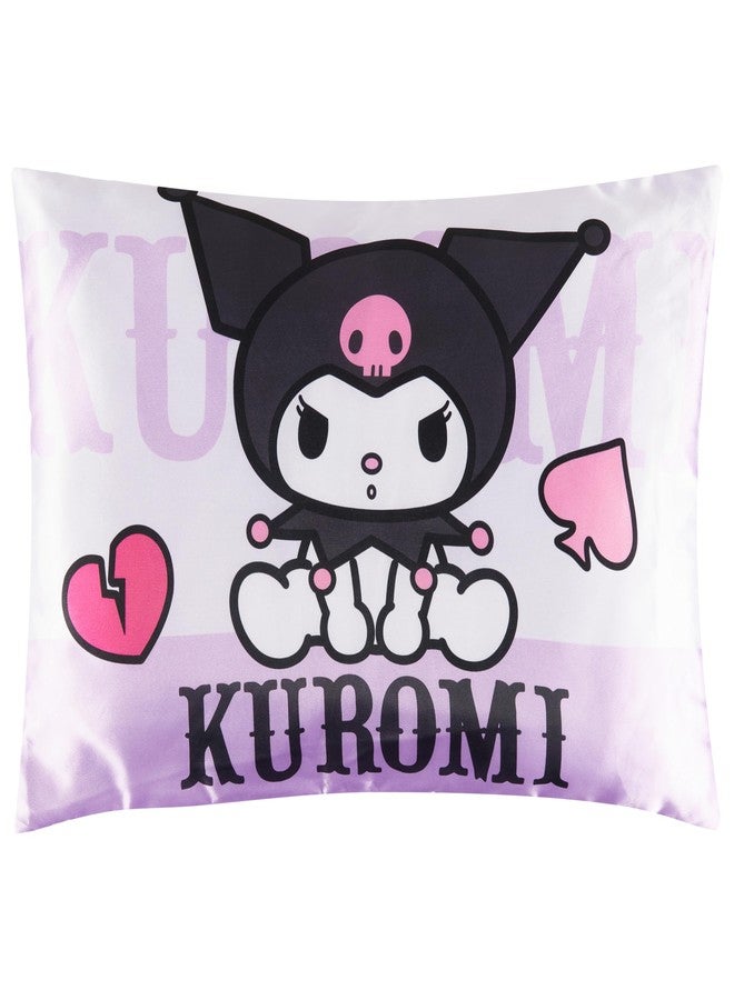 Get Trend Hello Kitty Kuromi Satin Pillowcase 19x26 in, Sanrio Soft Zipped Pillow Covers for Hair, Skin, Smooth Glossy Kawaii Gifts for Women, Teens (Purple Kuromi) - Image 1
