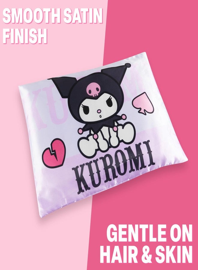 Get Trend Hello Kitty Kuromi Satin Pillowcase 19x26 in, Sanrio Soft Zipped Pillow Covers for Hair, Skin, Smooth Glossy Kawaii Gifts for Women, Teens (Purple Kuromi) - Image 4