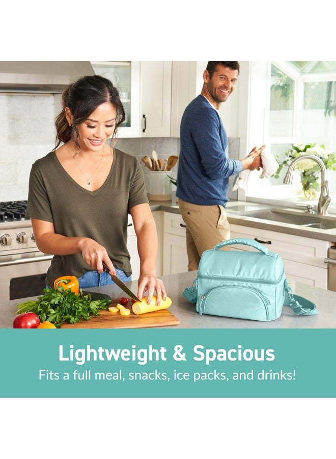 Bentgo Deluxe Lunch Bag - Durable and Insulated Lunch Tote with Zippered Outer Pocket, Internal Mesh Pocket, Padded & Adjustable Straps, & 2-Way Zippers - Fits Most Lunch Boxes (Coastal Aqua) - Image 2