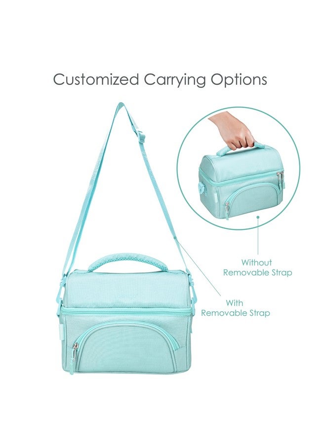 Bentgo Deluxe Lunch Bag - Durable and Insulated Lunch Tote with Zippered Outer Pocket, Internal Mesh Pocket, Padded & Adjustable Straps, & 2-Way Zippers - Fits Most Lunch Boxes (Coastal Aqua) - Image 5