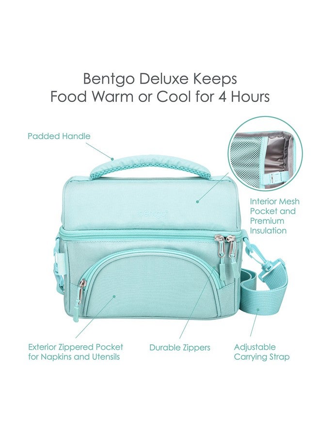 Bentgo Deluxe Lunch Bag - Durable and Insulated Lunch Tote with Zippered Outer Pocket, Internal Mesh Pocket, Padded & Adjustable Straps, & 2-Way Zippers - Fits Most Lunch Boxes (Coastal Aqua) - Image 4