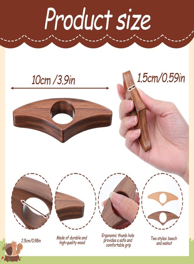 Alrhso Wooden Thumb Book Page Holder 2 Pcs Black Walnut Beech Thumb Books Holder One Hand Book Opener Wood Bookmark for Books Lovers, Readers, Bookworms Gifts - Image 2