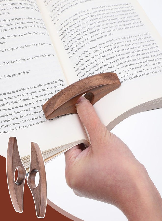 Alrhso Wooden Thumb Book Page Holder 2 Pcs Black Walnut Beech Thumb Books Holder One Hand Book Opener Wood Bookmark for Books Lovers, Readers, Bookworms Gifts - Image 3