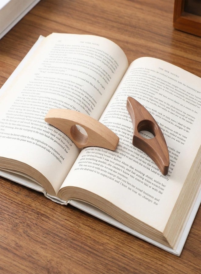 Alrhso Wooden Thumb Book Page Holder 2 Pcs Black Walnut Beech Thumb Books Holder One Hand Book Opener Wood Bookmark for Books Lovers, Readers, Bookworms Gifts - Image 5