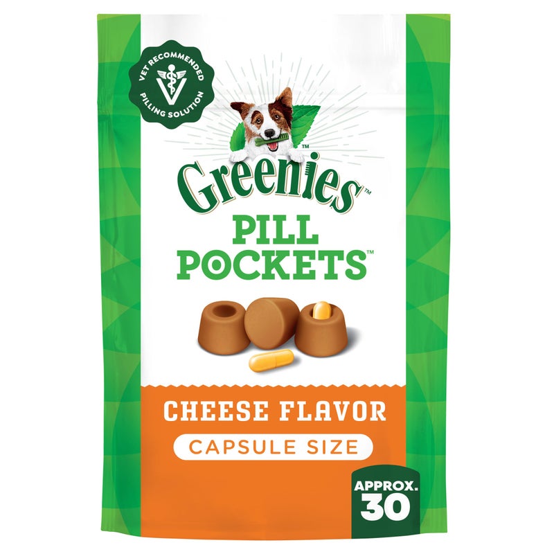Greenies Pill Pockets for Dogs Large Size, Soft Dog Treats, Cheese Flavor, 7.9 oz. Pouch (30 Treats) - Image 1