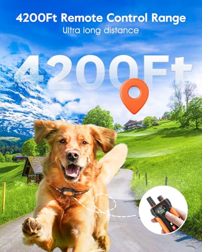 SLOPEHILL Dog Shock Collar,4200FT Dog Training Collar with Remote,IPX8 Waterproof E-Collar with Beep,Vibration,Shock,Flash Light,No Shock Mode,Electric Shock Collar for Small Medium Large Dog,Orange - Image 2