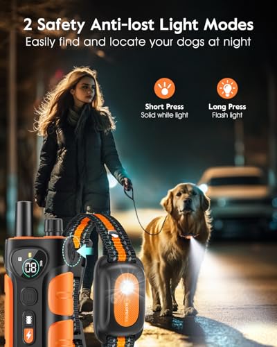 SLOPEHILL Dog Shock Collar,4200FT Dog Training Collar with Remote,IPX8 Waterproof E-Collar with Beep,Vibration,Shock,Flash Light,No Shock Mode,Electric Shock Collar for Small Medium Large Dog,Orange - Image 3