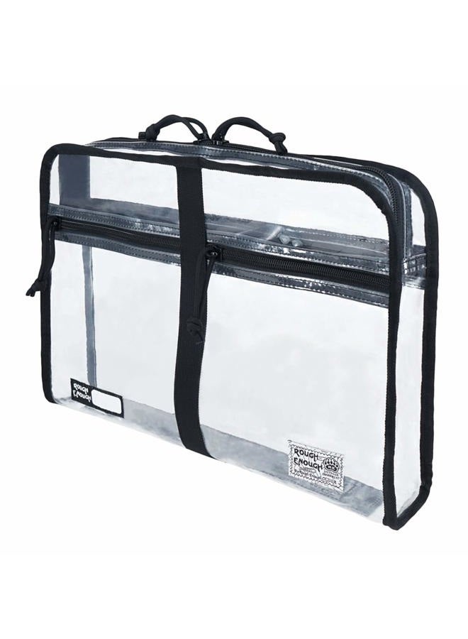 RE ROUGH ENOUGH Clear Document Bag Pouch File Folders Organizer Art Portfolio Case Small for A4 Paper Notebook School Supplies for Teachers - Image 1