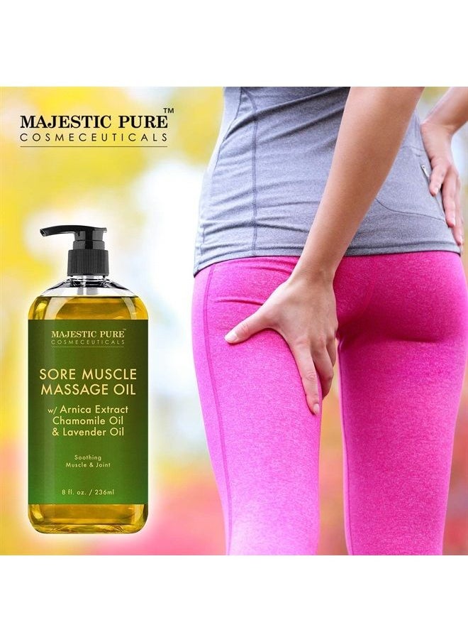 Majestic Pure - Arnica Sore Muscle Massage Oil for Body - Best Natural Therapy Therapy Oil with Lavender and Chamomile Essential Oils - Warming, Relaxing, Massaging Joint & Muscles, 8 fl. oz., Set of 2 - Image 1