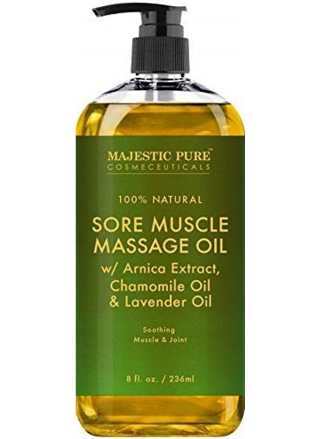 Majestic Pure - Arnica Sore Muscle Massage Oil for Body - Best Natural Therapy Therapy Oil with Lavender and Chamomile Essential Oils - Warming, Relaxing, Massaging Joint & Muscles, 8 fl. oz., Set of 2 - Image 1