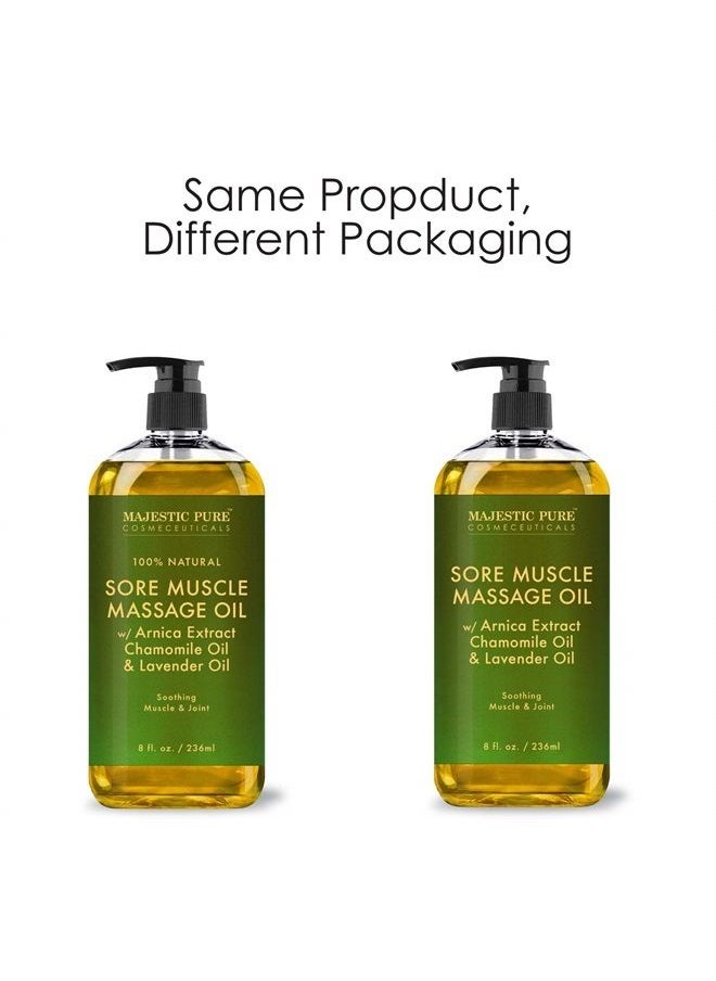 Majestic Pure - Arnica Sore Muscle Massage Oil for Body - Best Natural Therapy Therapy Oil with Lavender and Chamomile Essential Oils - Warming, Relaxing, Massaging Joint & Muscles, 8 fl. oz., Set of 2 - Image 1