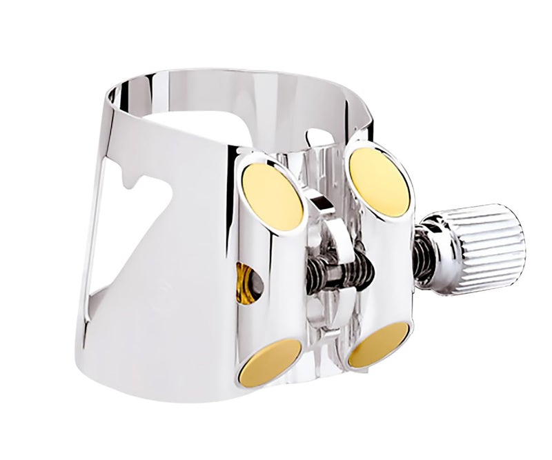 Vandoren LC01P Optimum Ligature and Plastic Cap for Bb Clarinet Silver Plated with 3 Interchangeable Pressure Plates - Image 2
