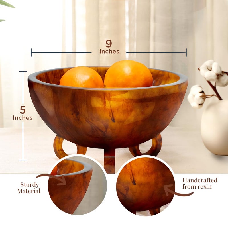 Folkulture Fruit Bowl for Kitchen Counter, 9" Resin Decorative Bowl for Fall Table Decor, Fall Centerpieces for Table, Fruit Basket for Fall Decor or Coffee Table DÃ©cor, Kitchen Counter DÃ©cor - Image 3