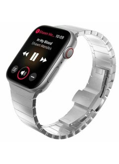 For apple watch band series 6 5 4 se Stainless Steel Link Bracelet for iwatch bands series 3 2 1 38MM/41MM/40MM Silver