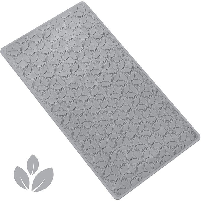 BATHTUB MAT NON SLIP WITH SUCTION CUPS 100 RUBBER BATHROOM MAT TEXTURED FOR BATH TUB SHOWER SAFETY SOFT ON TOUCH BPAPVC FREE PET DOG BATH MAT MACHINE WASHABLE 16 28 INCHGRAY