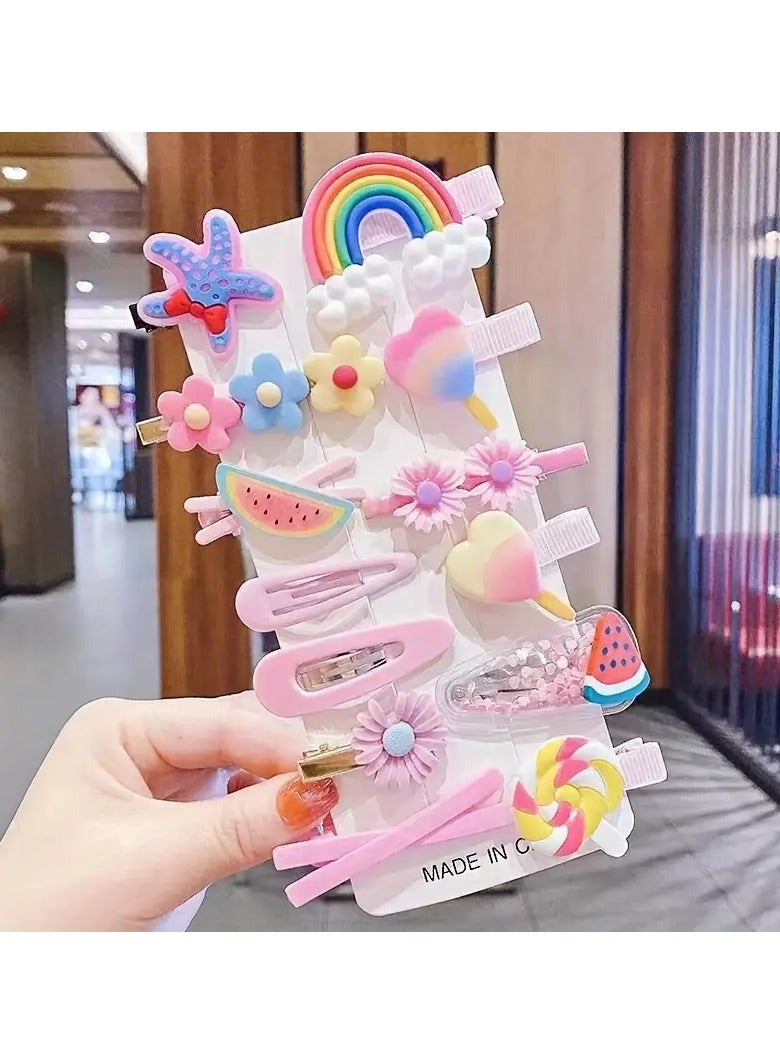 Goolsky 14pcs Flowers Fruits Decor Hair Clip Headwear, Little Girls Hair Accessories Set Gift - Image 1