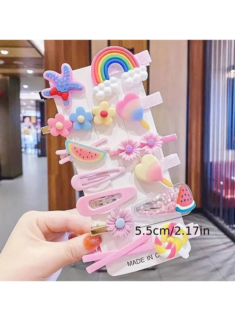 Goolsky 14pcs Flowers Fruits Decor Hair Clip Headwear, Little Girls Hair Accessories Set Gift - Image 3