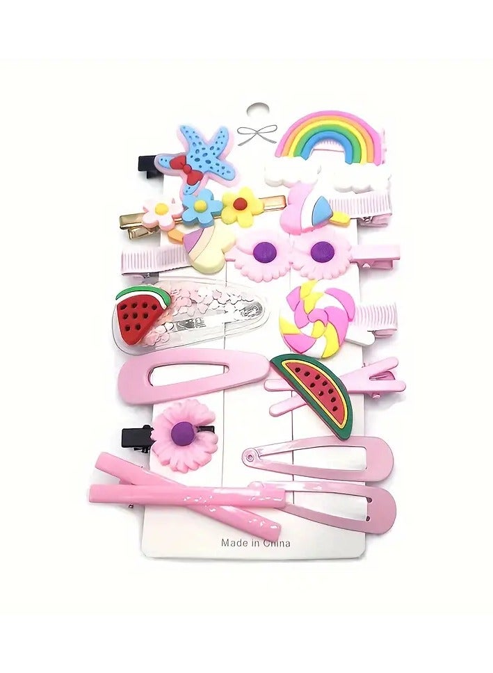 Goolsky 14pcs Flowers Fruits Decor Hair Clip Headwear, Little Girls Hair Accessories Set Gift - Image 2