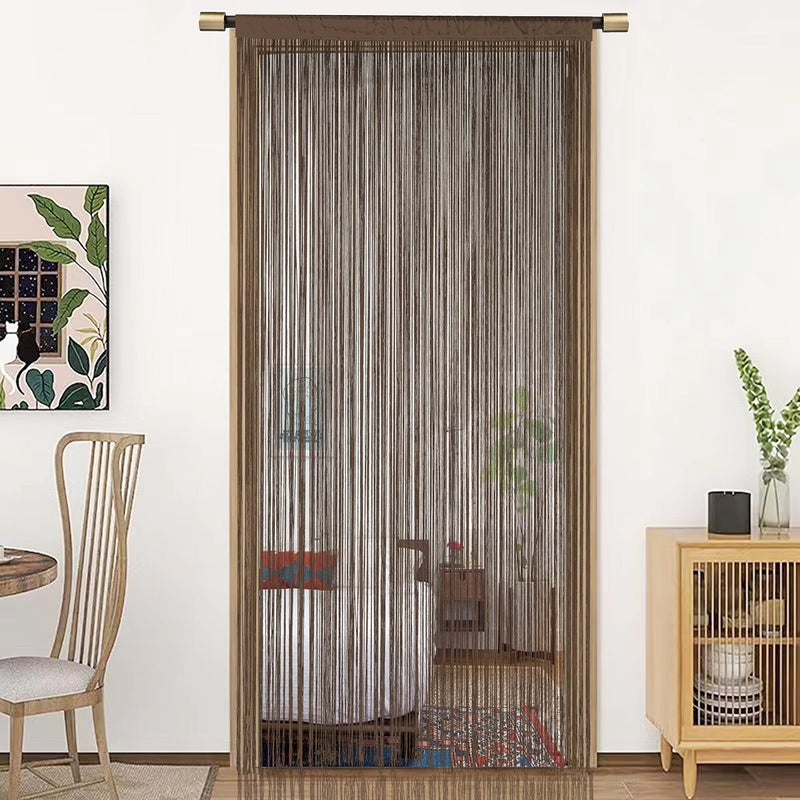 HSYLYM String Door Curtain Dense Spaghetti Fringe Closet Curtains Privacy for Doorways Windows Bedroom Closet Door Room Divider Background 110 inches Long 100x280cm/39x110in Coffee 1 Curtain Panel - Image 1
