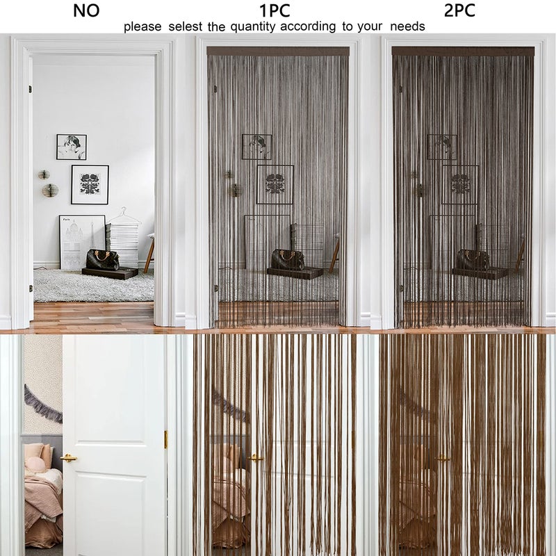HSYLYM String Door Curtain Dense Spaghetti Fringe Closet Curtains Privacy for Doorways Windows Bedroom Closet Door Room Divider Background 110 inches Long 100x280cm/39x110in Coffee 1 Curtain Panel - Image 3