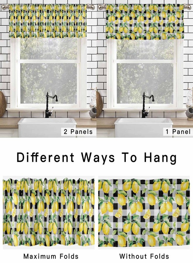 Litter Star Watercolor Fresh Fruit Window Valance Rod Pocket Panel for Kitchen Bedroom Windows Yellow Lemon on Black Buffalo Check Plaid Valances Short Curtain Bathroom Treatment Drapes - Image 5