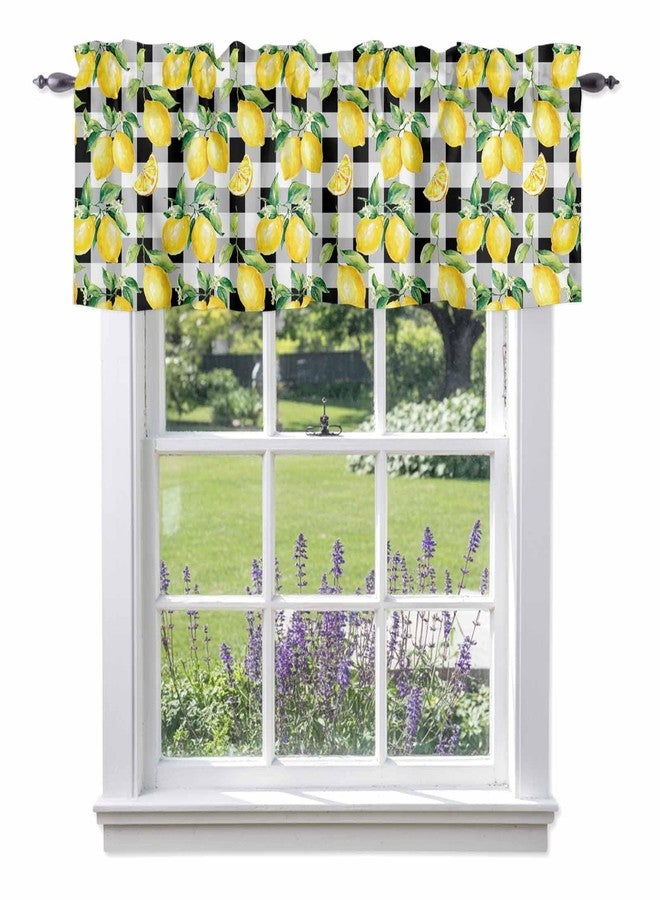 Litter Star Watercolor Fresh Fruit Window Valance Rod Pocket Panel for Kitchen Bedroom Windows Yellow Lemon on Black Buffalo Check Plaid Valances Short Curtain Bathroom Treatment Drapes - Image 2