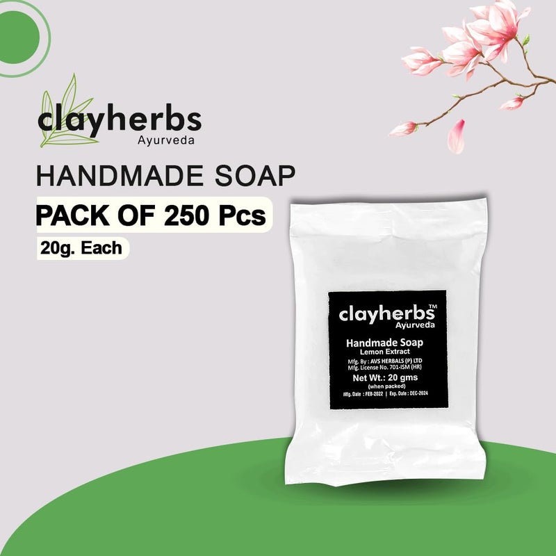 Clayherbs 20g Pack250 Hotel Travel Size Soap Bar Bulk  Mini Soap Bar Toiletries  Lemon Cleansing Soaps  Bath Amenities  Airbnb Vacation  Toiletries for Guest Bathroom - Image 5