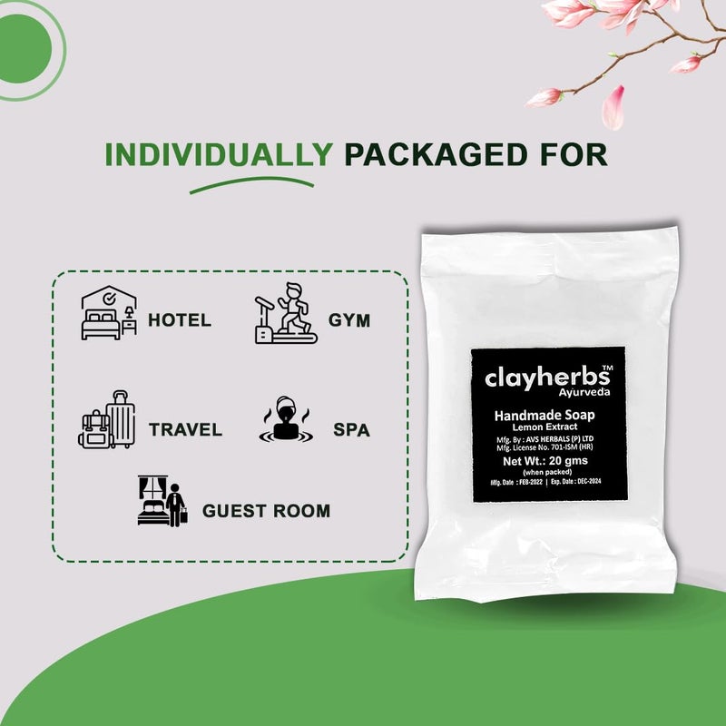 Clayherbs 20g Pack250 Hotel Travel Size Soap Bar Bulk  Mini Soap Bar Toiletries  Lemon Cleansing Soaps  Bath Amenities  Airbnb Vacation  Toiletries for Guest Bathroom - Image 3