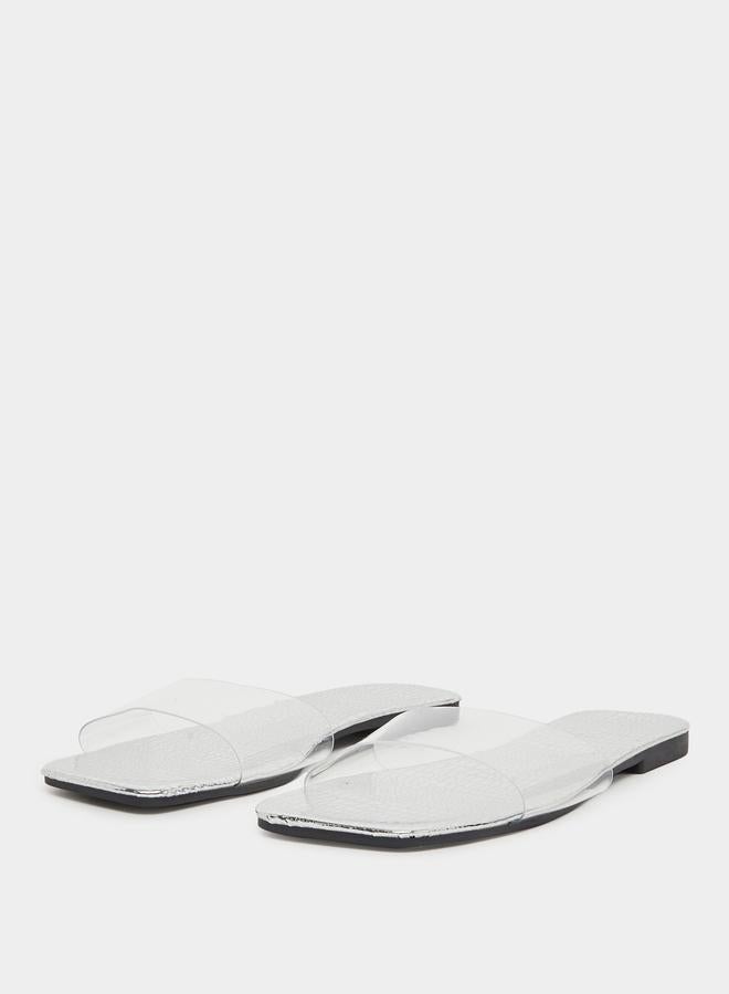 Take Two Transparent Vamp Flat Sandals - Image 2