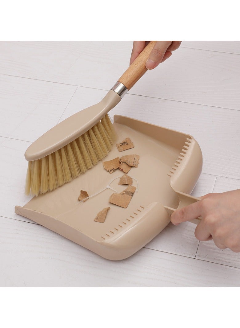Compact Wooden Handle Broom and Dustpan Set with Natural Bristles - Perfect for Sofa, Table, and Small Spaces Cleaning, Small Broom And Dustpan Set - Image 2