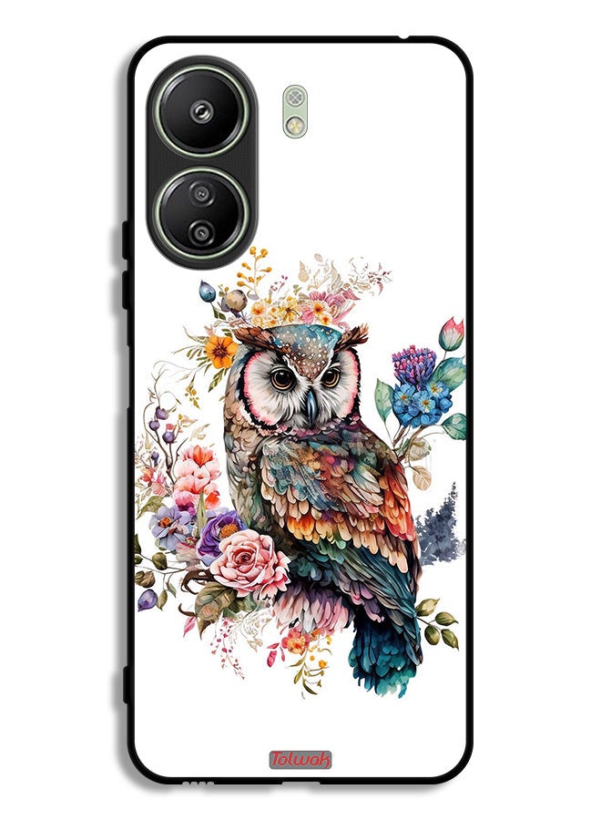 Tolwak Xiaomi Redmi 13C Protective Case Cover Owl Abstract Art - Image 1