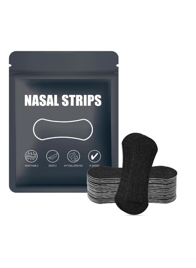 Performance Nose Strips for Breathing (30 Count) - Oil & Sweat Proof Adhesive - Athletic Nasal Strips for Snoring & Sleeping - Black, Wide, Universal Fi - Image 1