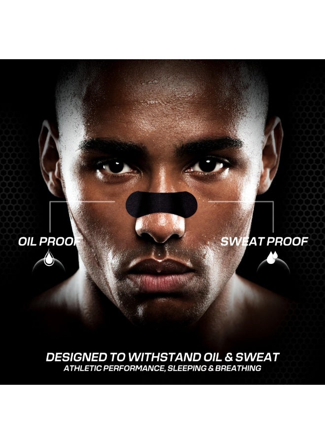 Performance Nose Strips for Breathing (30 Count) - Oil & Sweat Proof Adhesive - Athletic Nasal Strips for Snoring & Sleeping - Black, Wide, Universal Fi - Image 2