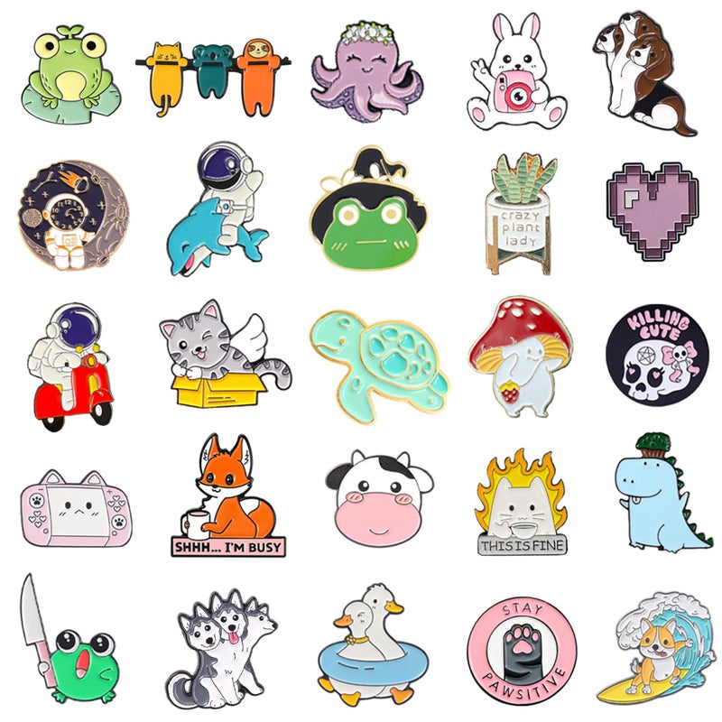SINCCO 20/40/50 Pcs Cute Enamel Backpack Pins, Funny Anime Enamel Lapel Pins Bulk Set Cool Brooch Button Pins Badge Aesthetic for Backpacks, Bag, Jacket, Kids, Girls, Festival Present (Style 20) - Image 2