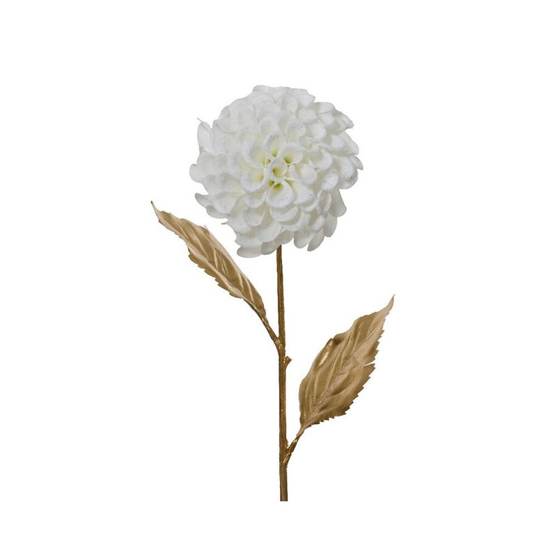 Kaemingk Dahlia – Polyester Snow Finish, White, Christmas Holiday Decoration, Festive Xmas Indoor Tabletop & Home Décor, Seasonal Decorative Flower Accent