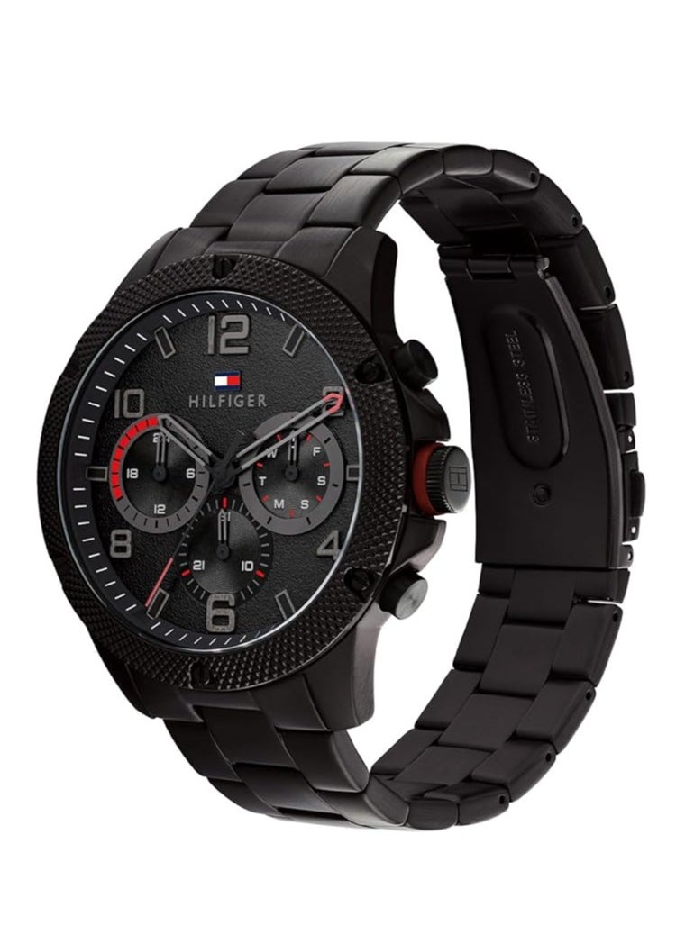 Tommy Hilfiger Plus Analogue Multifunction Quartz Watch for Men with Black Stainless Steel Bracelet - 1792030 46mm  - Image 2
