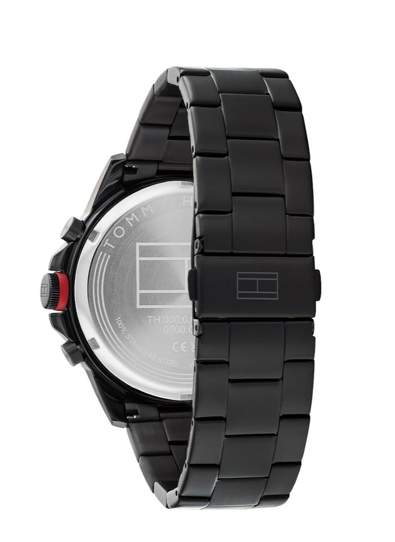 Tommy Hilfiger Plus Analogue Multifunction Quartz Watch for Men with Black Stainless Steel Bracelet - 1792030 46mm  - Image 3