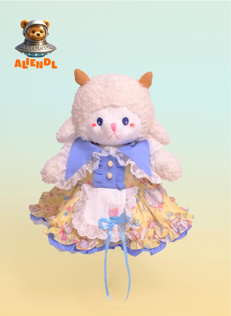 ALIENDL Stubborn Sheep –Plush Sheep Stuffed Animal Toy for Baby Kids, Soft Cute Sheep Dress Doll Gift Set with Removable Clothes & Pouch, Sweet Gift for Kids, Girls, Friends & Couples - Image 2