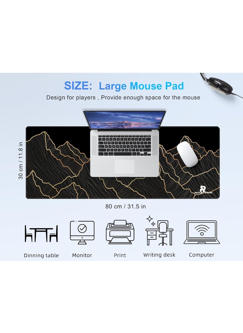 Rock Pow - Gaming Mouse Pad XL,Anti-Skid Mousepad Large Keyboard Mouse Pad Desk Mat with Stitched Edges 800x300mm - Image 1