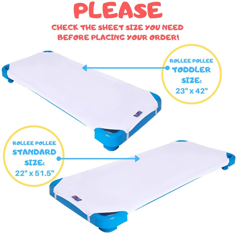 ROLLEE POLLEE Northwest Rollee Pollee White Microfiber Cot Sheets - Super Soft & Durable with Elastic Loops - Ideal for Preschool & Daycare Naptime Bedding - Toddler Size 23" x 42" 6-Pack - Image 2